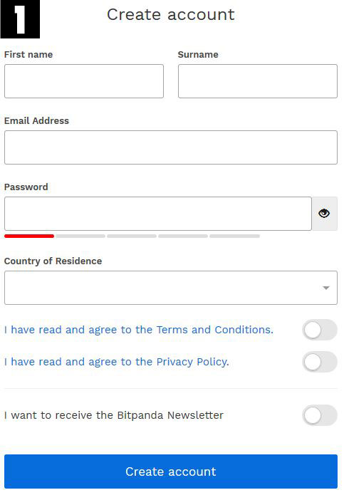 BITPANDA - set up an account